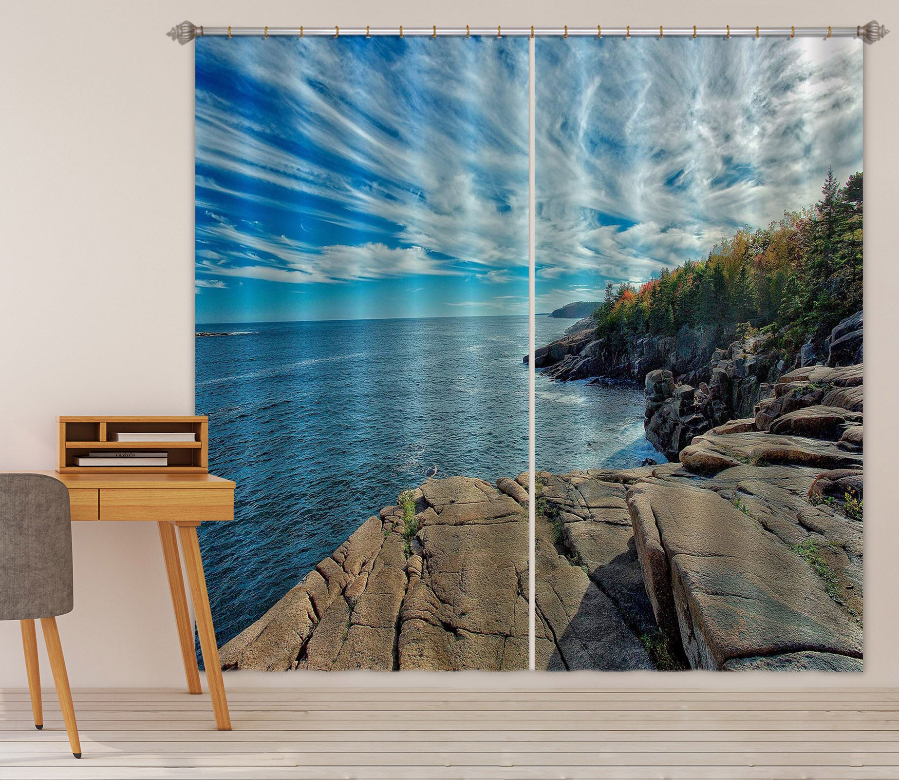 3D Coastal Maine 62139 Kathy Barefield Curtain Curtains Drapes