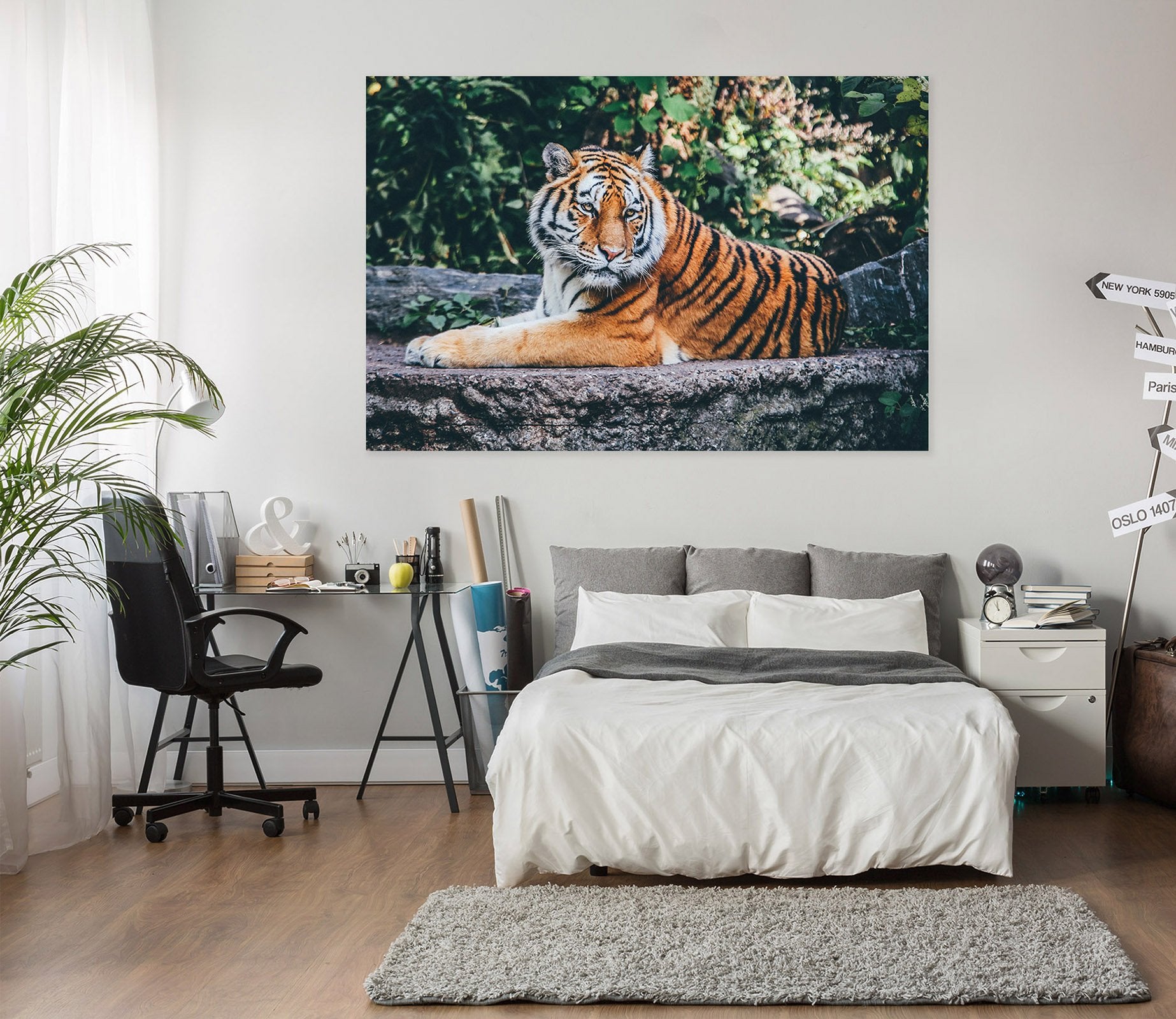 3D Tiger In The Forest 15 Animal Wall Stickers Wallpaper AJ Wallpaper 2 