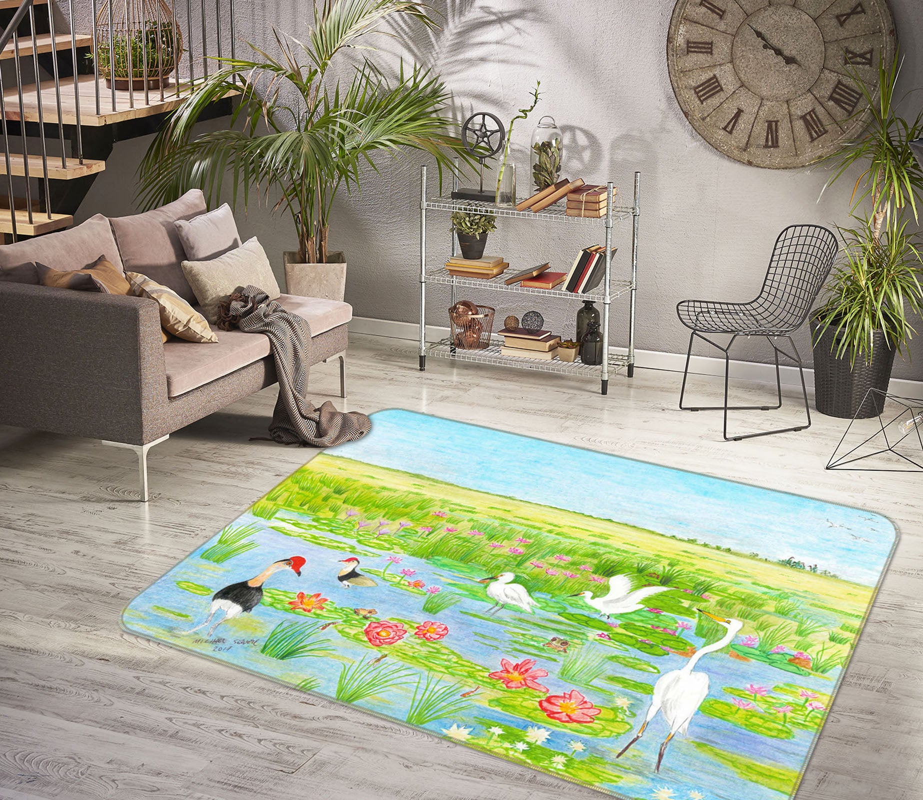 3D Spring Pond 1507 Michael Sewell Rug Non Slip Rug Mat