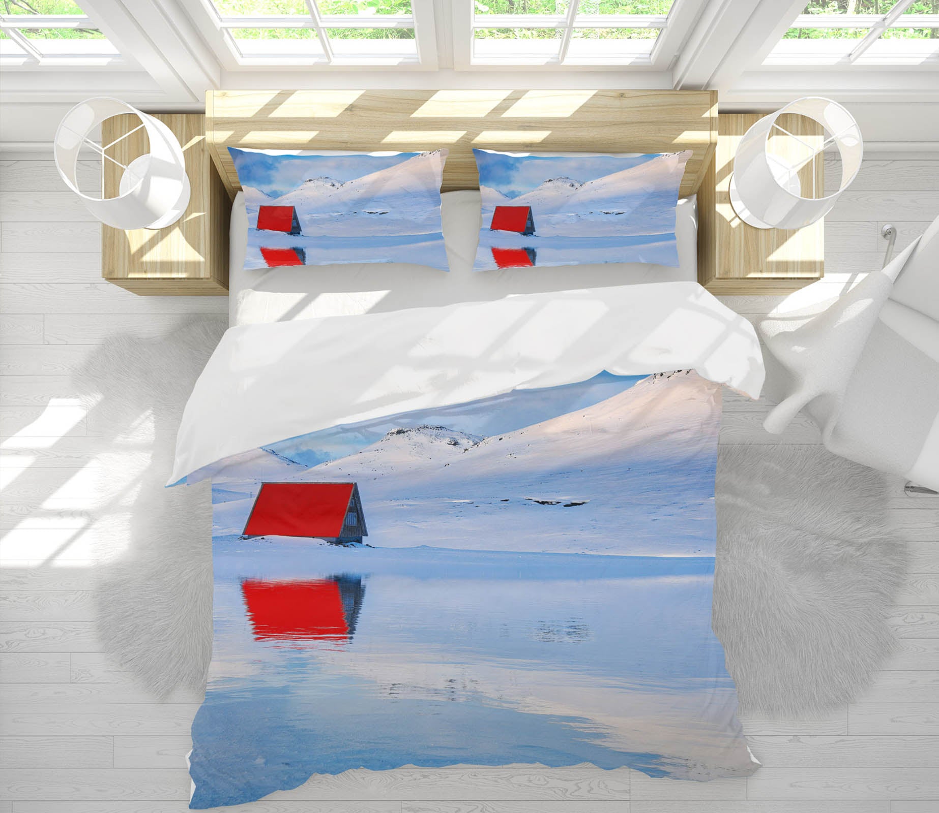 3D Red Hut River 137 Marco Carmassi Bedding Bed Pillowcases Quilt