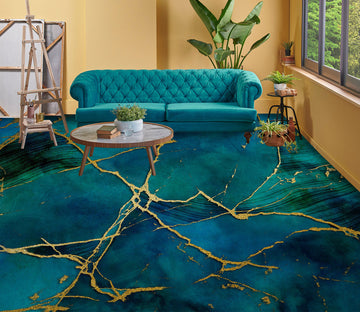 3D Green Pattern Golden Crack 102139 Andrea Haase Floor Mural  Wallpaper Murals Self-Adhesive Removable Print Epoxy