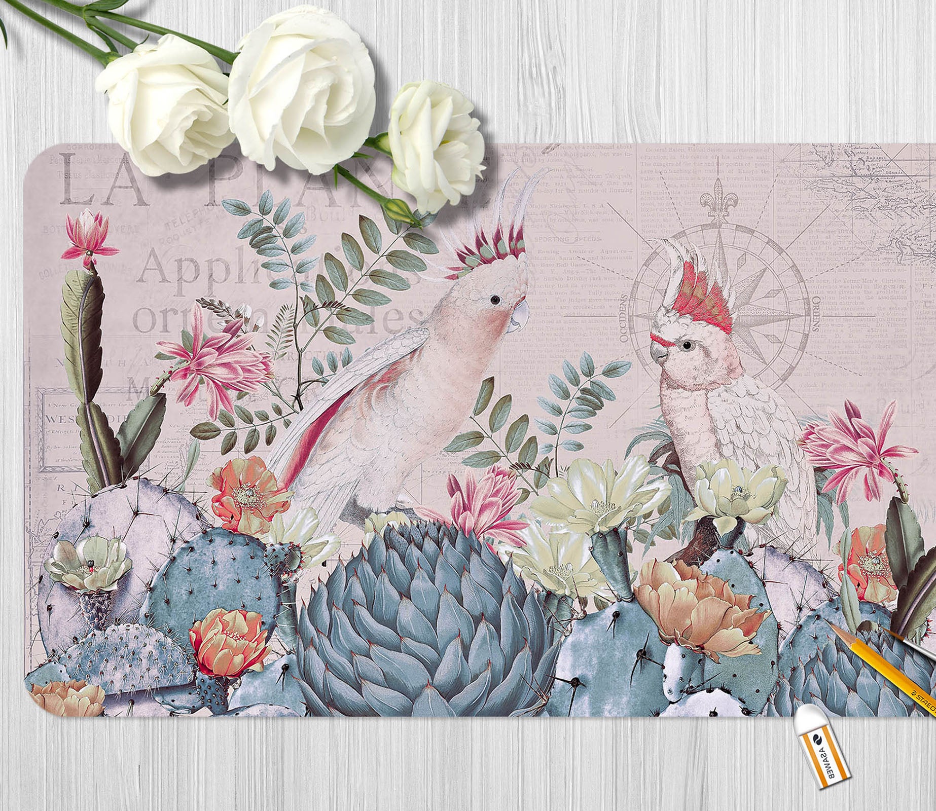 3D Parrot Cactus 992 Andrea Haase Desk Mat