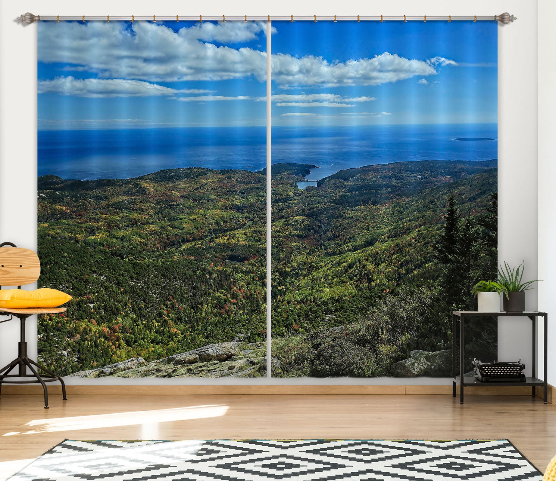 3D Mountain Grass Tree 11172 Kathy Barefield Curtain Curtains Drapes