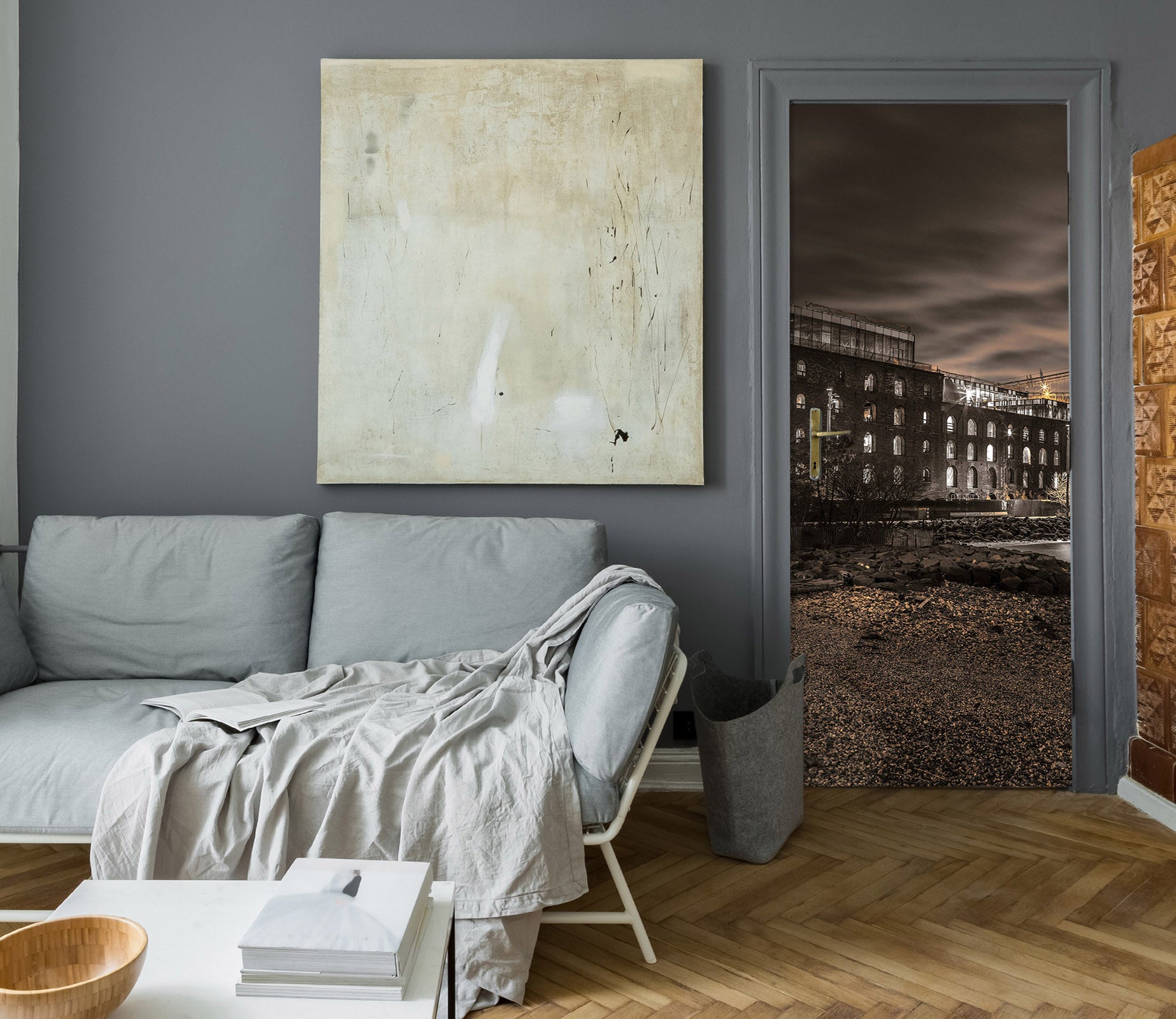 3D Night Building 106125 Assaf Frank Door Mural