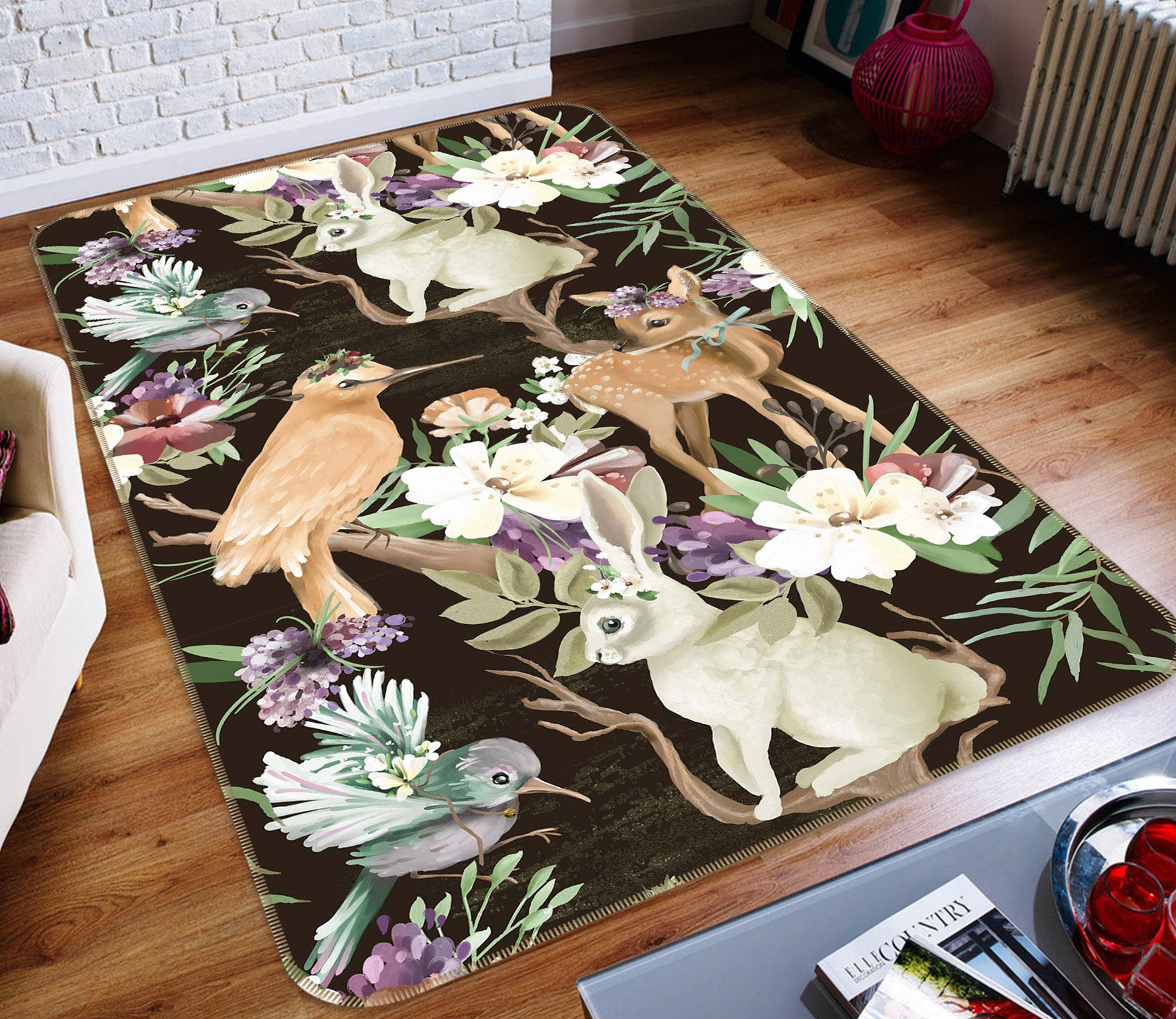 3D Rabbit Sika Deer 1063 Non Slip Rug Mat