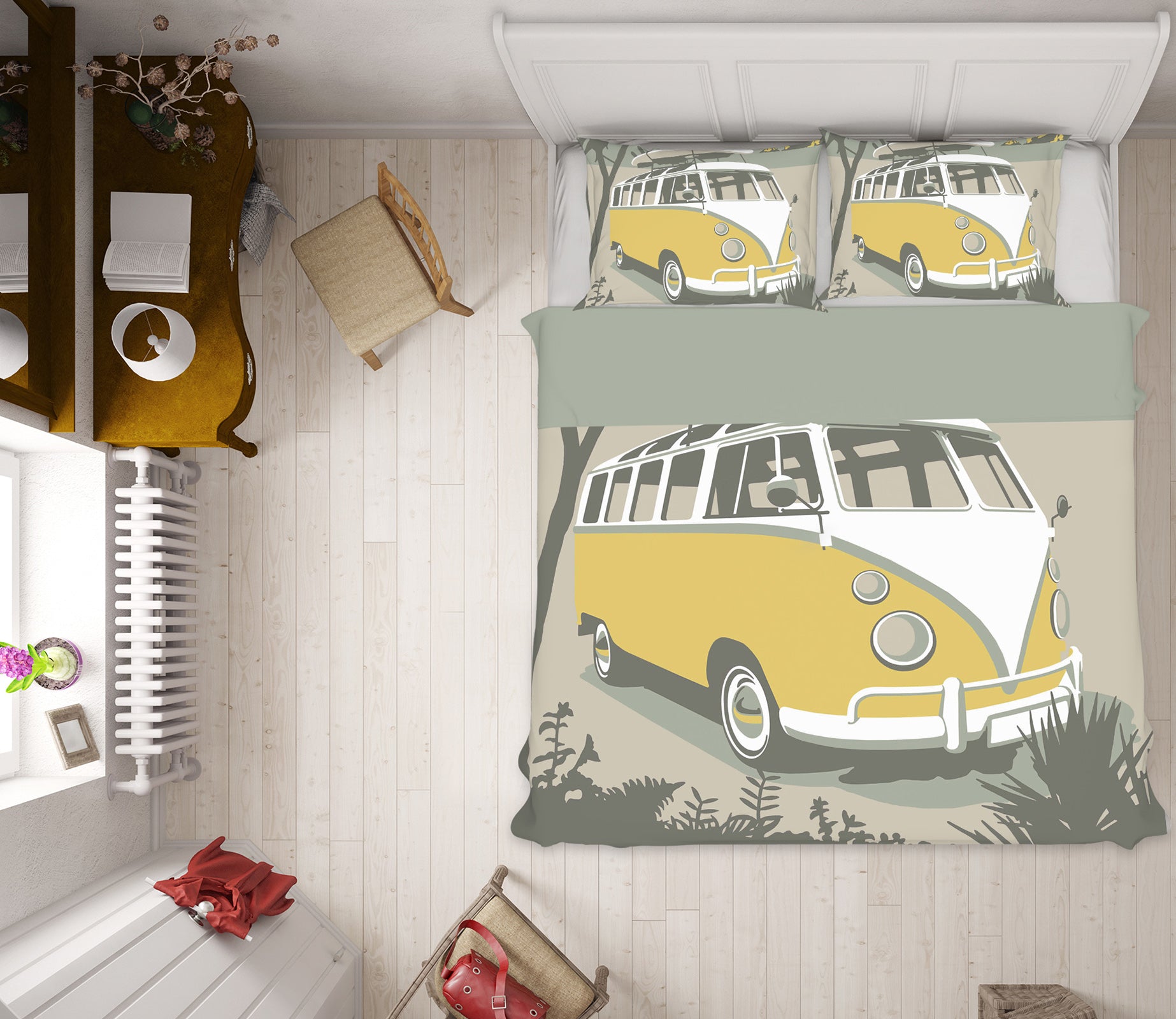 3D Polzeath Camper 2040 Steve Read Bedding Bed Pillowcases Quilt