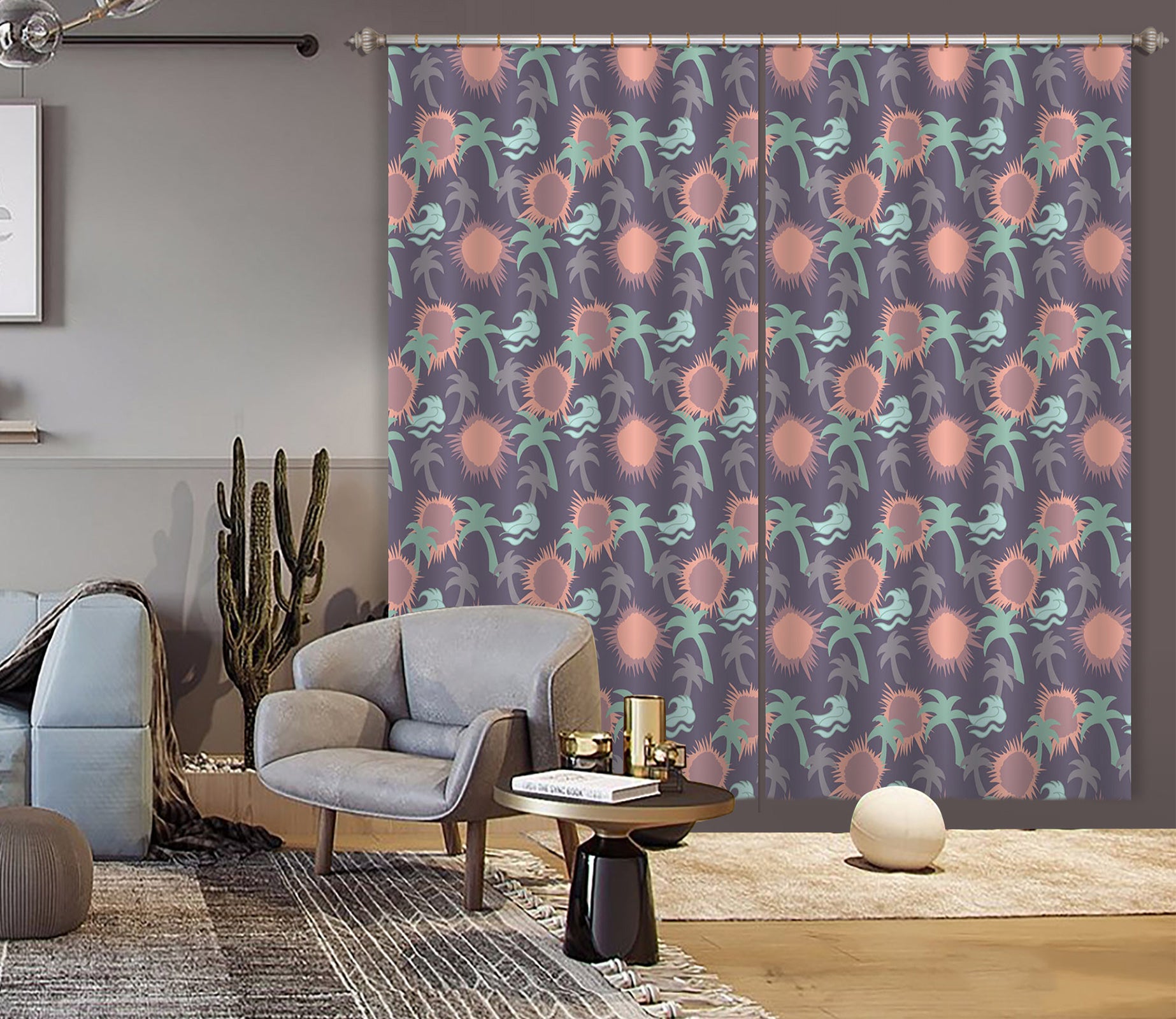 3D Coconut Sun Pattern 98114 Kasumi Loffler Curtain Curtains Drapes