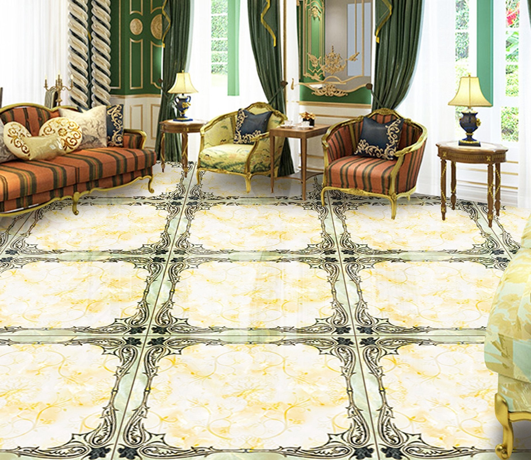 3D Marble Stripe WG678 Floor Mural Wallpaper AJ Wallpaper 2 