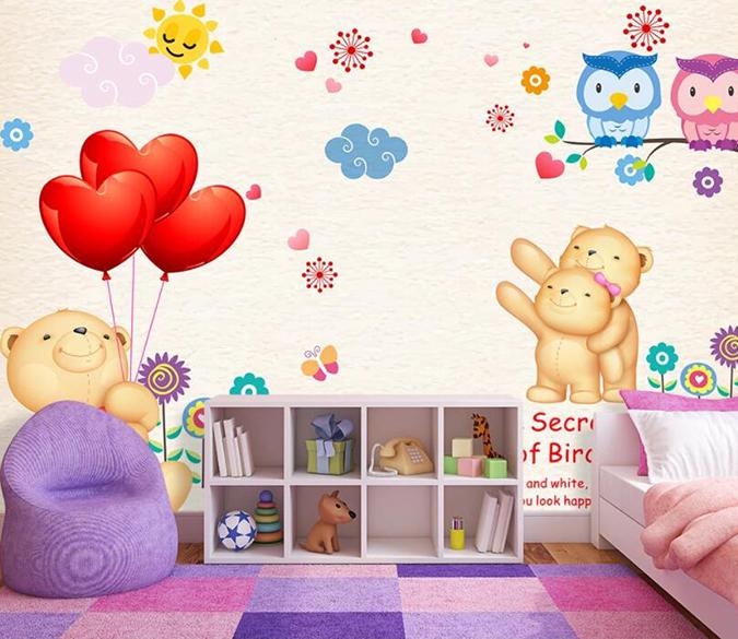 3D Bear Flower 460 Wall Murals Wallpaper AJ Wallpaper 2 