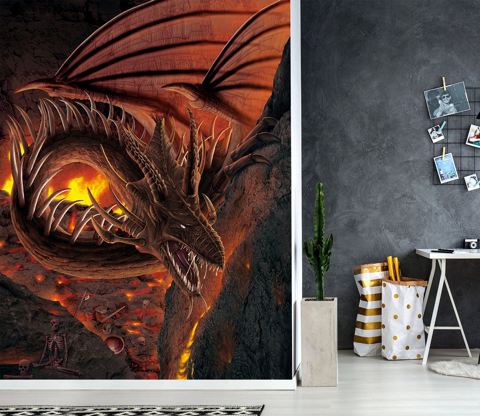 3D HellFire Dragon 1520 Wall Murals Exclusive Designer Vincent Wallpaper AJ Wallpaper 