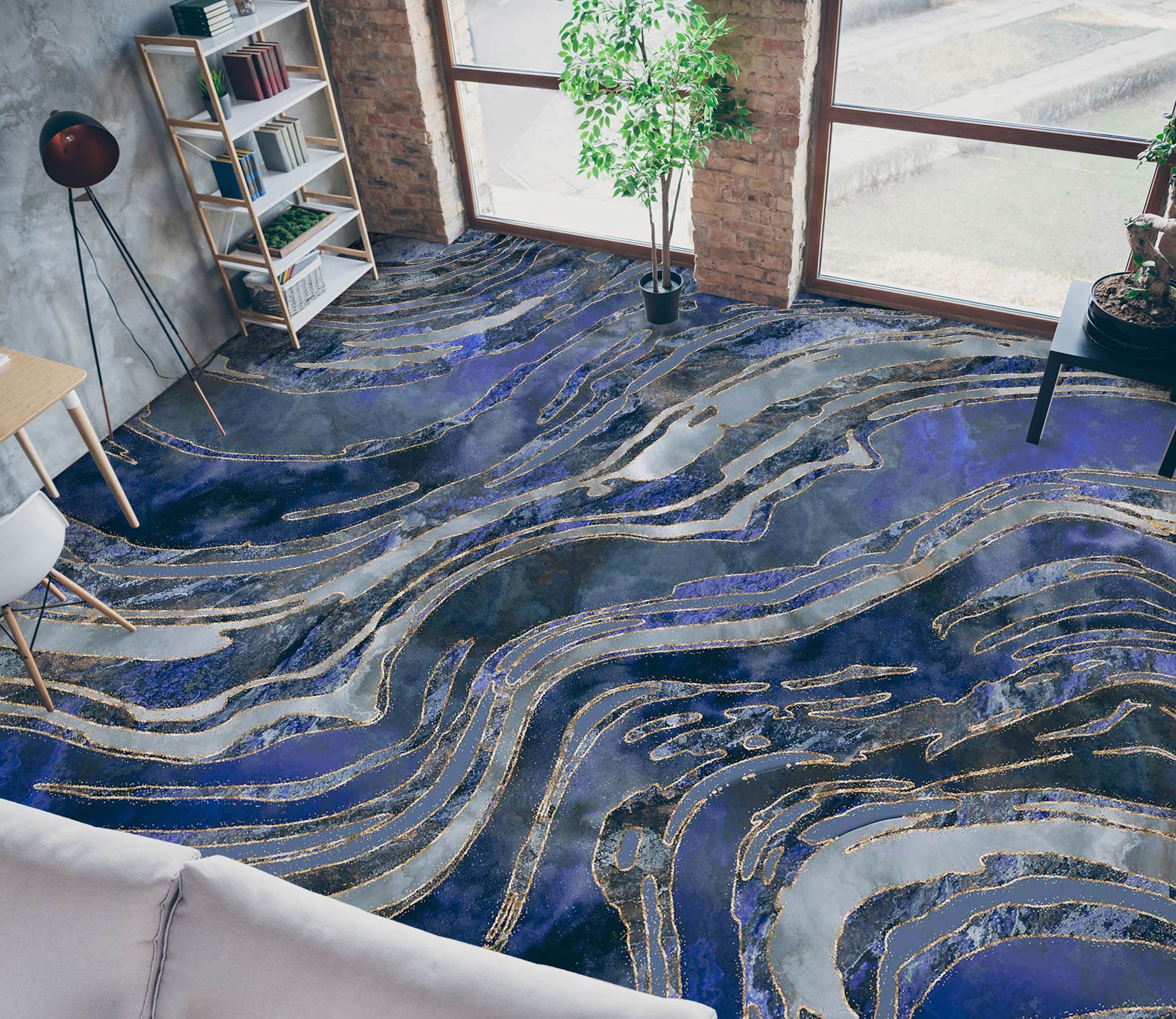 3D Gray Purple Stripes 102126 Andrea Haase Floor Mural  Wallpaper Murals Self-Adhesive Removable Print Epoxy