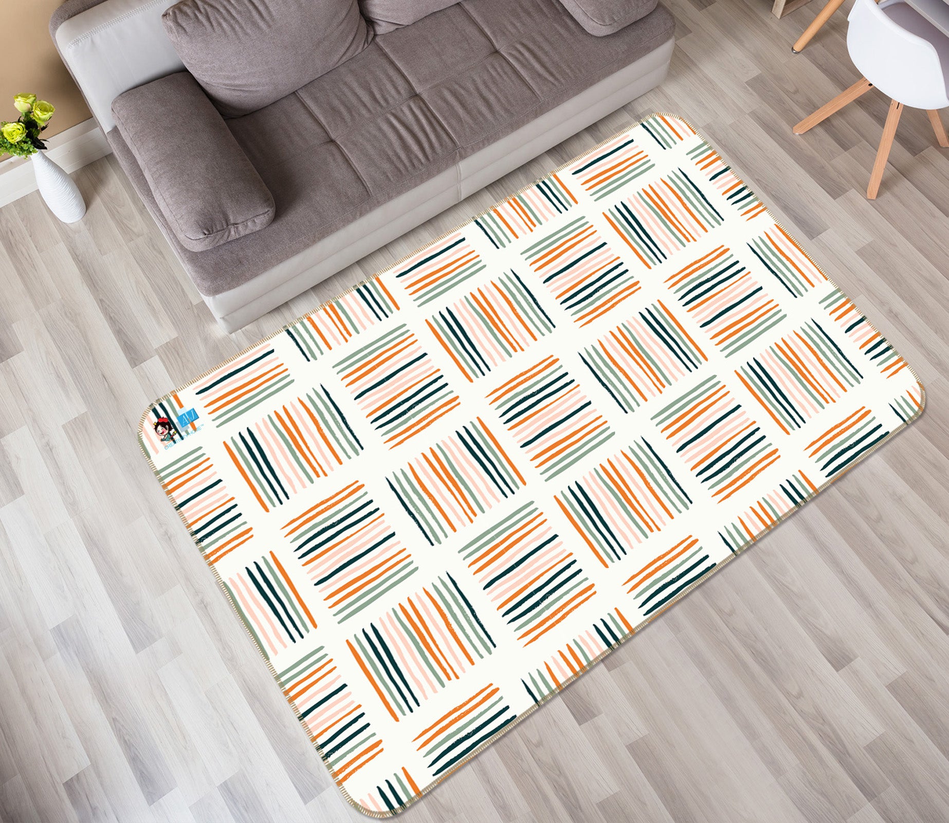 3D Colorful Stripes 107133 Kashmira Jayaprakash Rug Non Slip Rug Mat