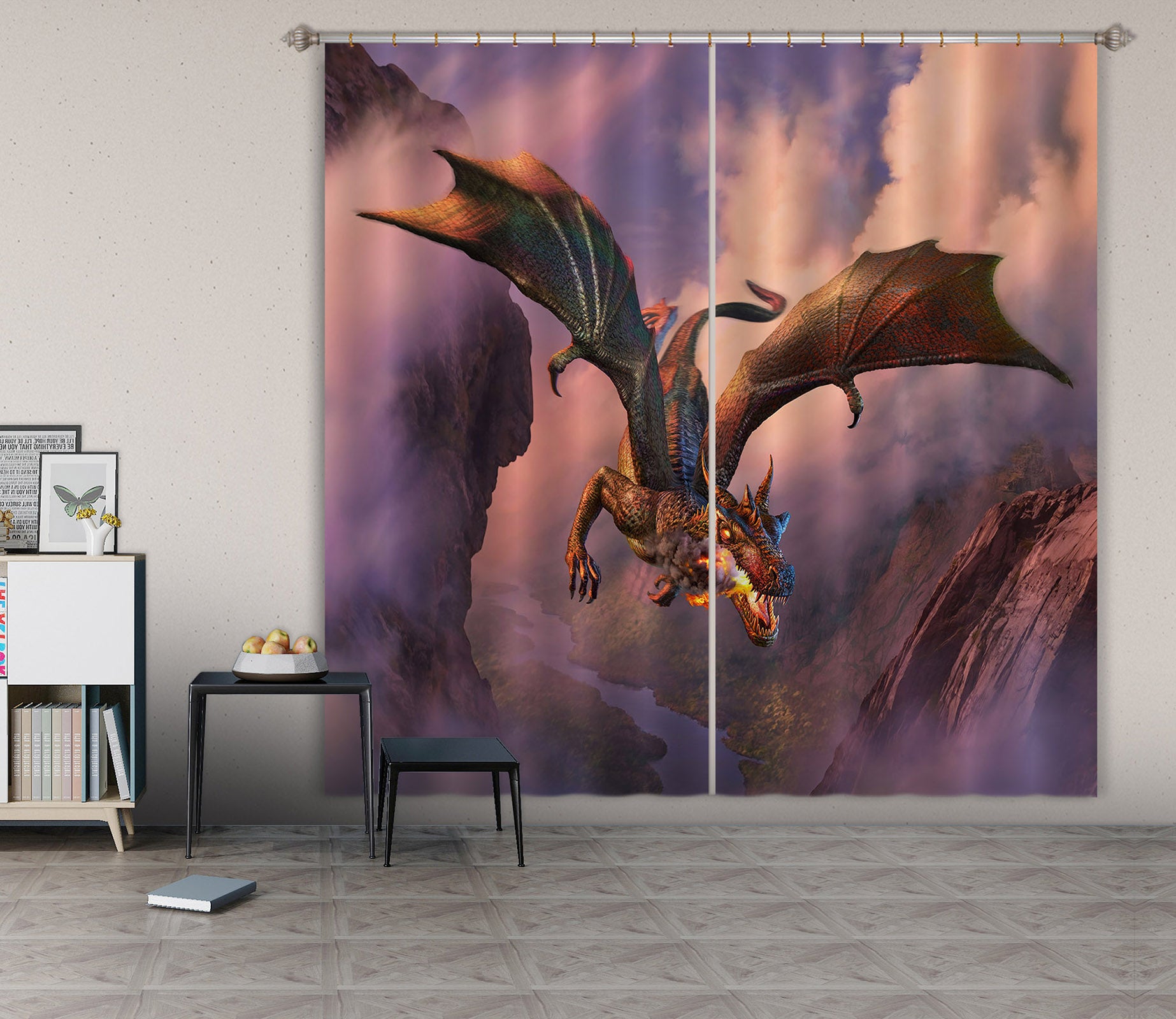 3D Fire Flight 043 Jerry LoFaro Curtain Curtains Drapes