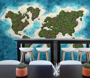 3D Oasis Sea 2003 World Map Wall Murals