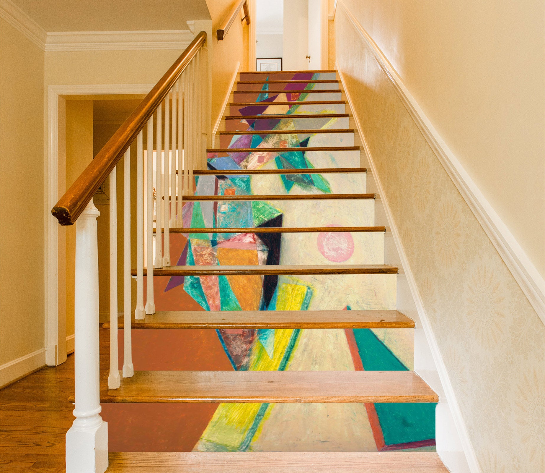 3D Colorful Abstract Painting 90171 Allan P. Friedlander Stair Risers