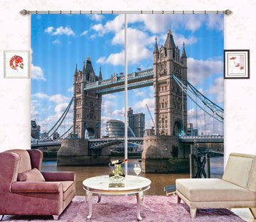 3D River Bridge 202 Assaf Frank Curtain Curtains Drapes