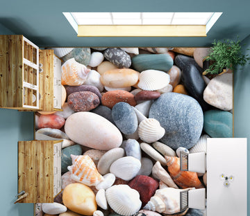3D Pretty Colored Pebbles 744 Floor Mural  Wallpaper Murals Rug & Mat Print Epoxy waterproof bath floor