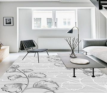 3D Black White Leaves WG477 Non Slip Rug Mat Mat AJ Creativity Home 