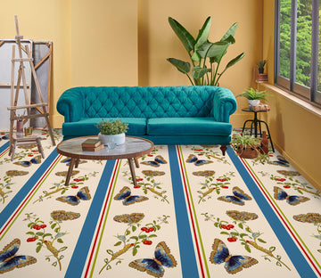 3D Flower Branch Butterfly Pattern 10019 Uta Naumann Floor Mural  Wallpaper Murals Self-Adhesive Removable Print Epoxy