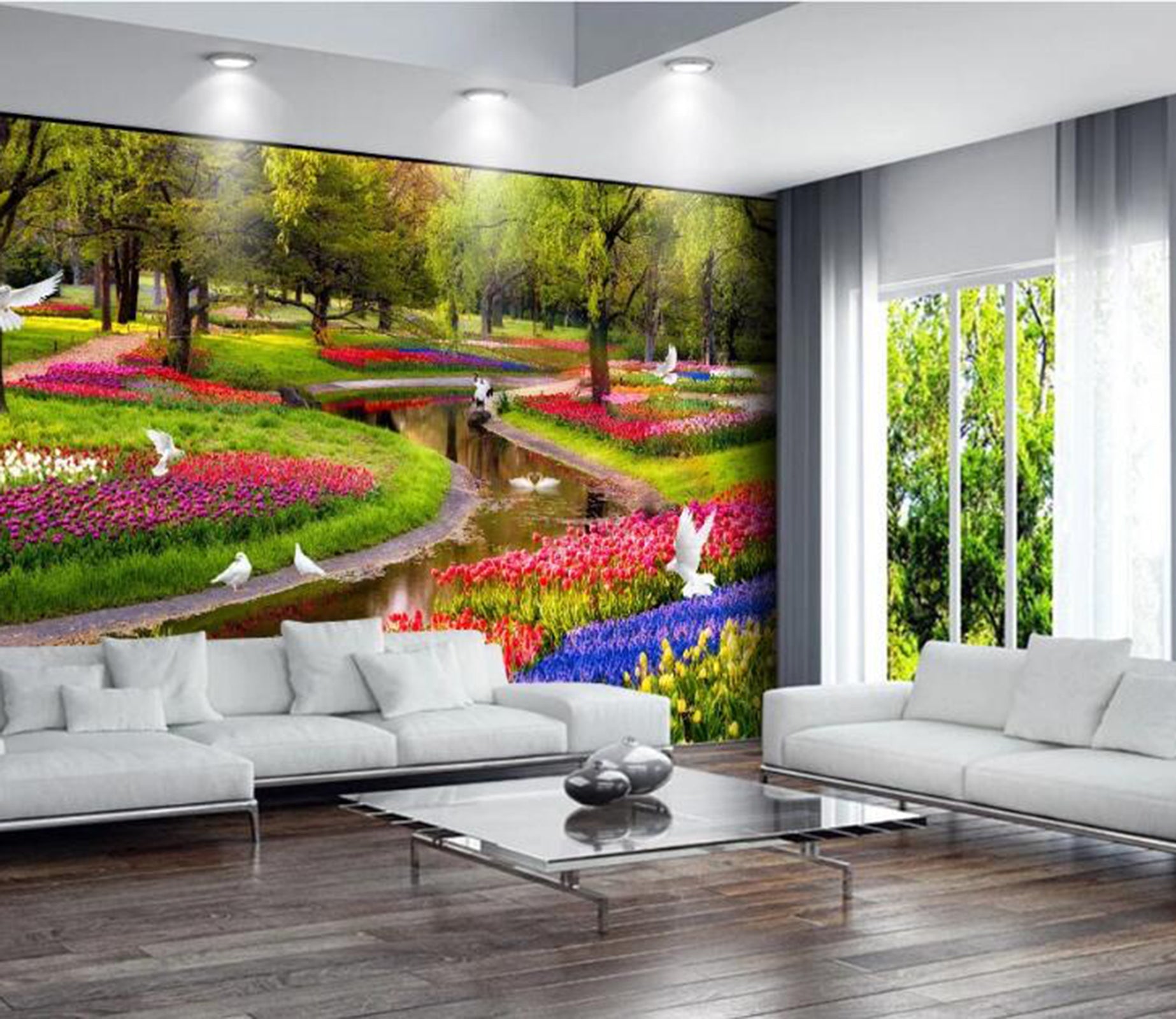 3D Colored Garden WC18 Wall Murals Wallpaper AJ Wallpaper 2 