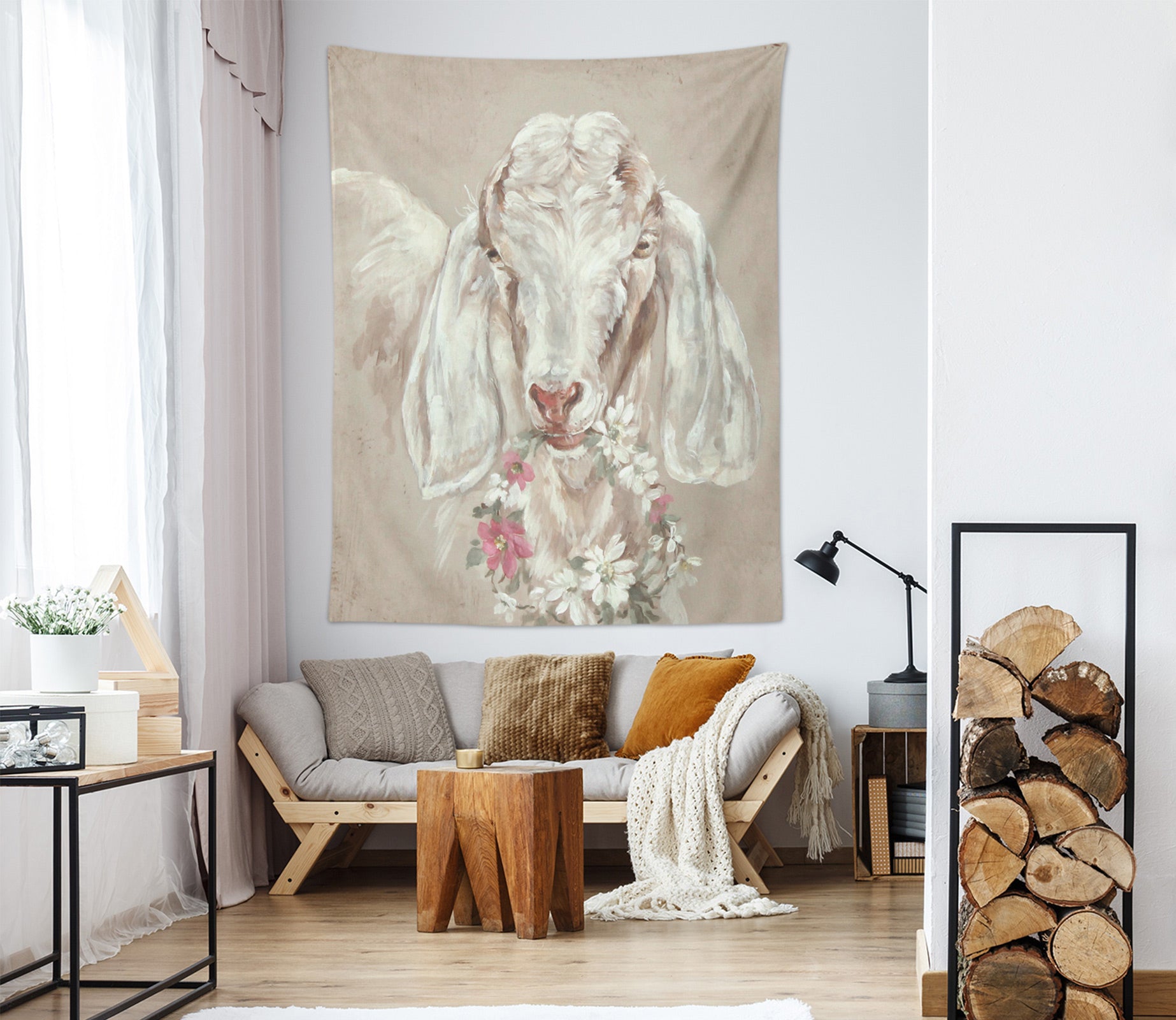 3D Wreath Sheep 111215 Debi Coules Tapestry Hanging Cloth Hang