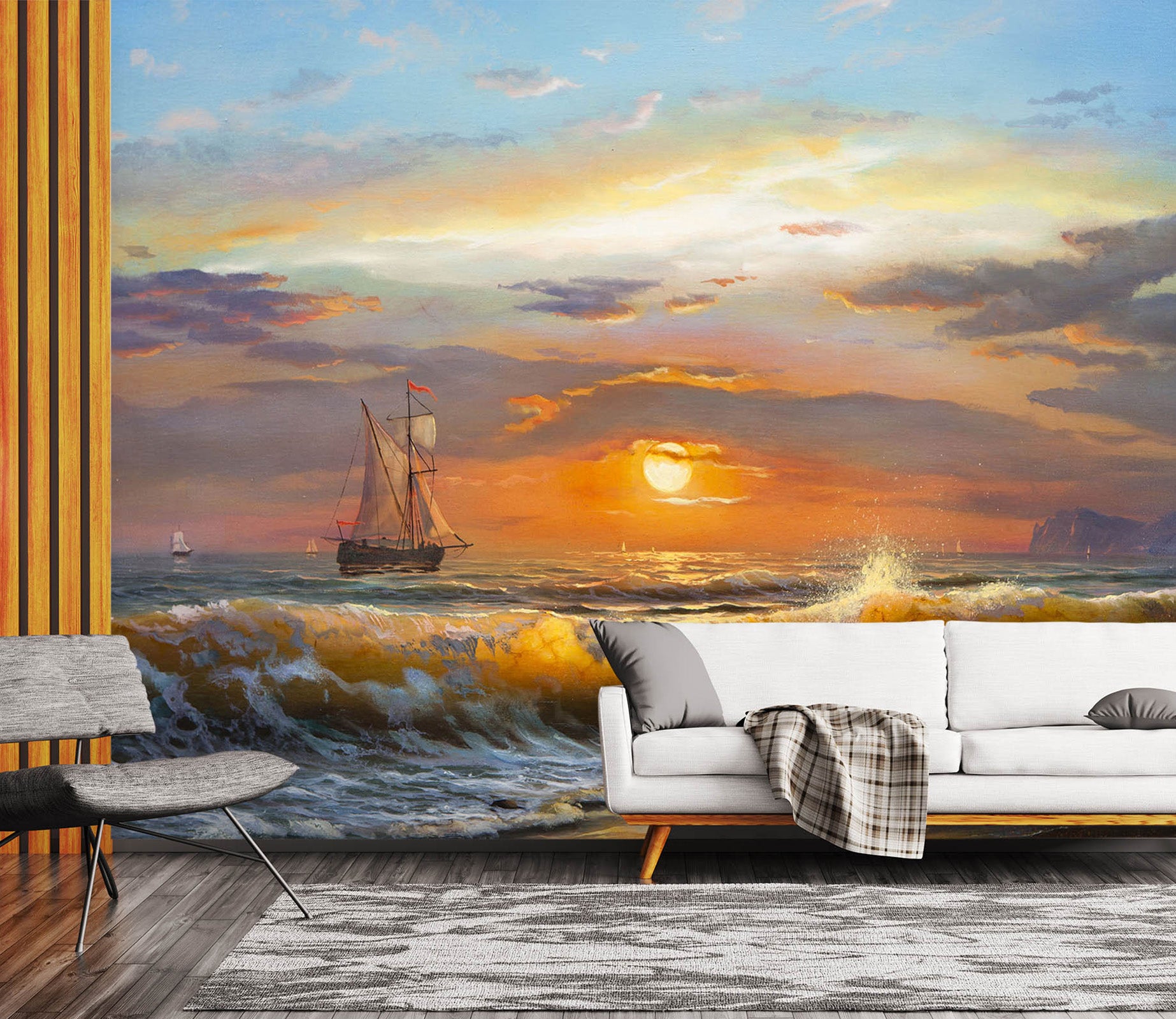 3D Clouds Sun Surf Sailing 57182 Wall Murals