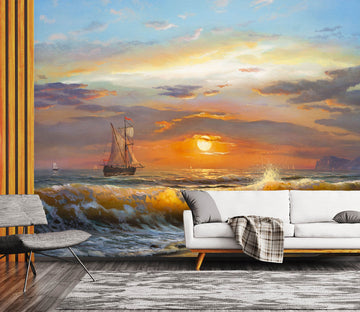 3D Clouds Sun Surf Sailing 57182 Wall Murals