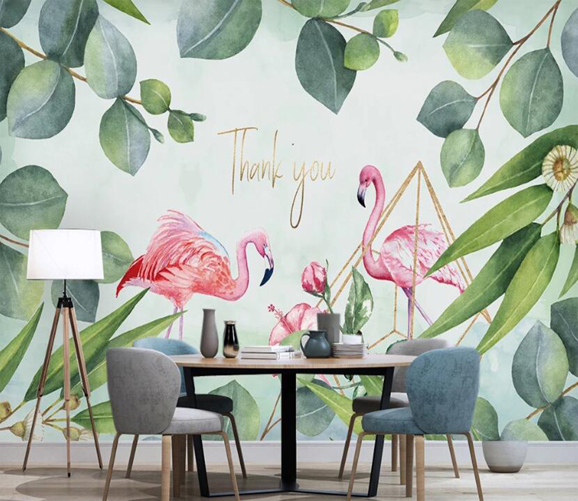 3D Thanks From Pink Flamingo 2416 Wall Murals