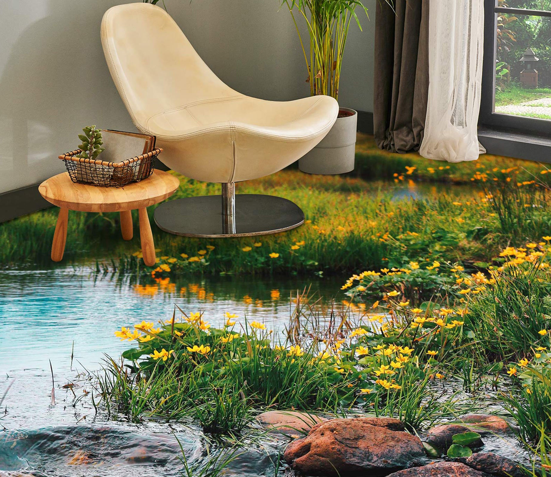 3D Vibrant Yellow Flowers 1102 Floor Mural  Wallpaper Murals Self-Adhesive Removable Print Epoxy