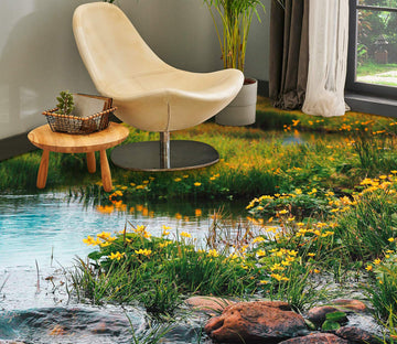 3D Vibrant Yellow Flowers 1102 Floor Mural  Wallpaper Murals Self-Adhesive Removable Print Epoxy