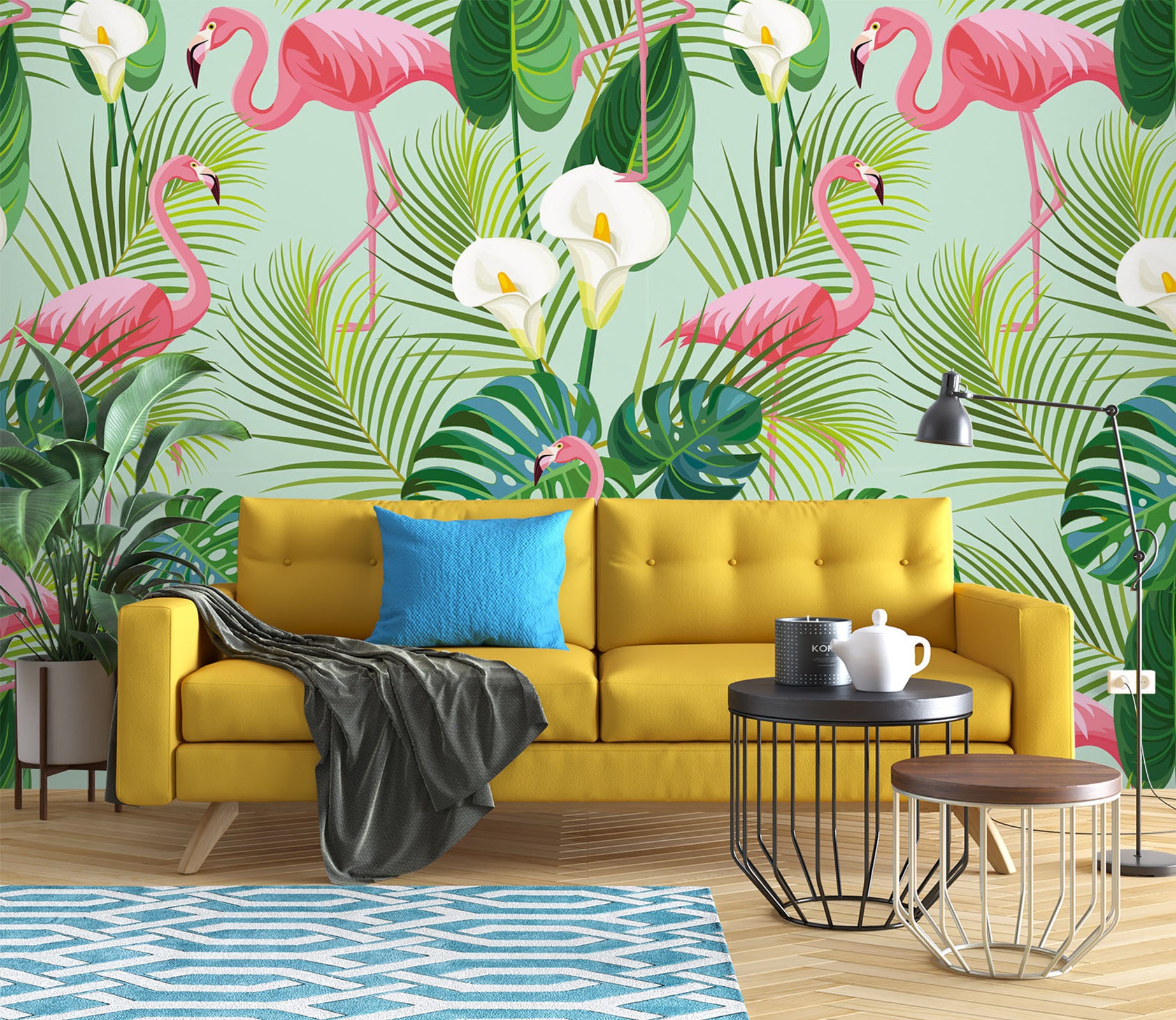 3D Leaves  Flamingo 57213 Wall Murals