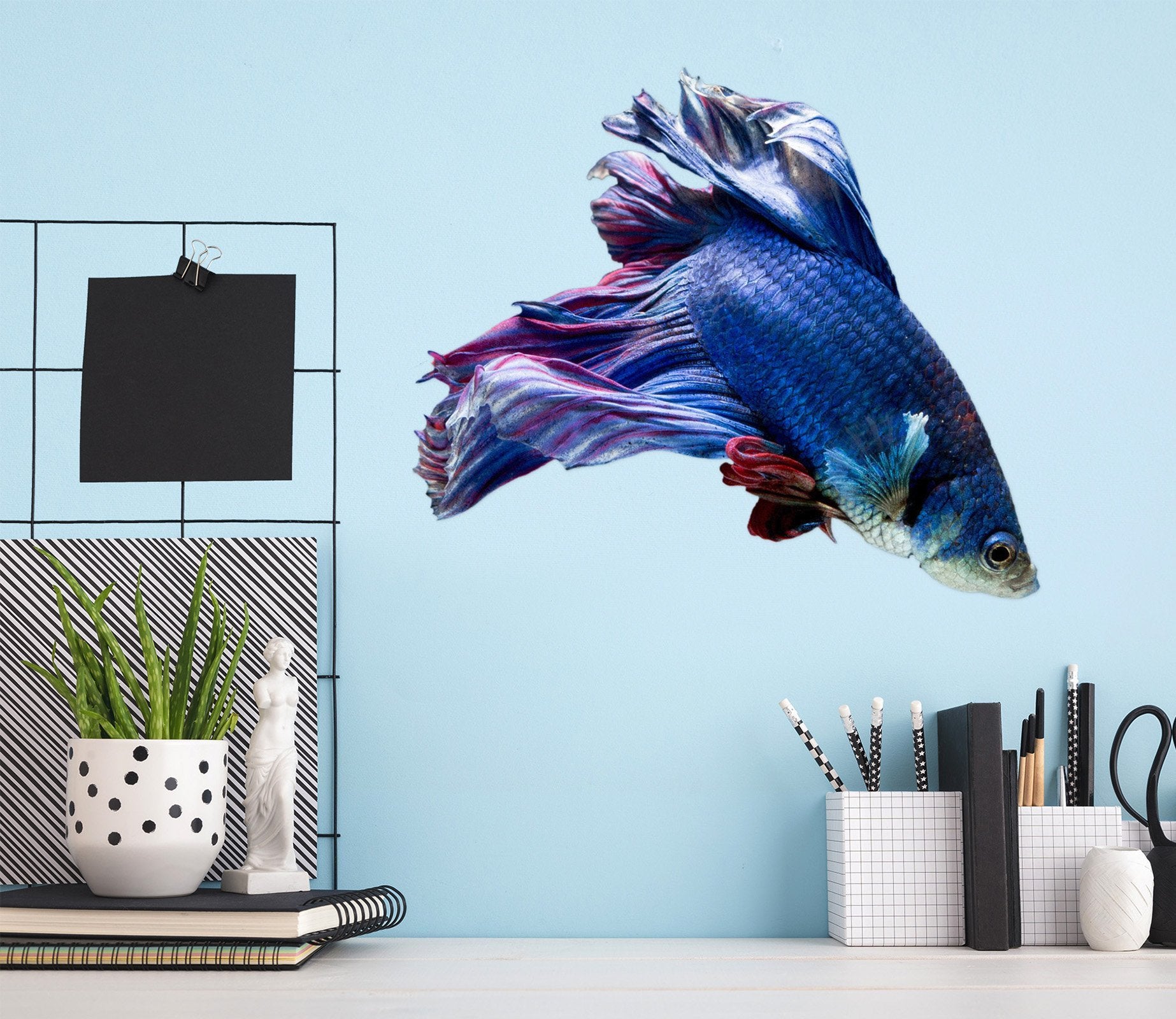 3D Blue Goldfish Tail 040 Animals Wall Stickers Wallpaper AJ Wallpaper 