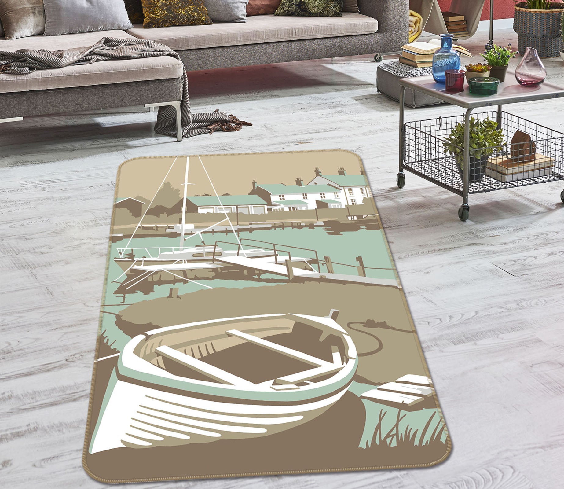 3D Southwold Harbour 1008 Steve Read Rug Non Slip Rug Mat