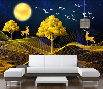 3D Yellow Tree Bird WC2389 Wall Murals
