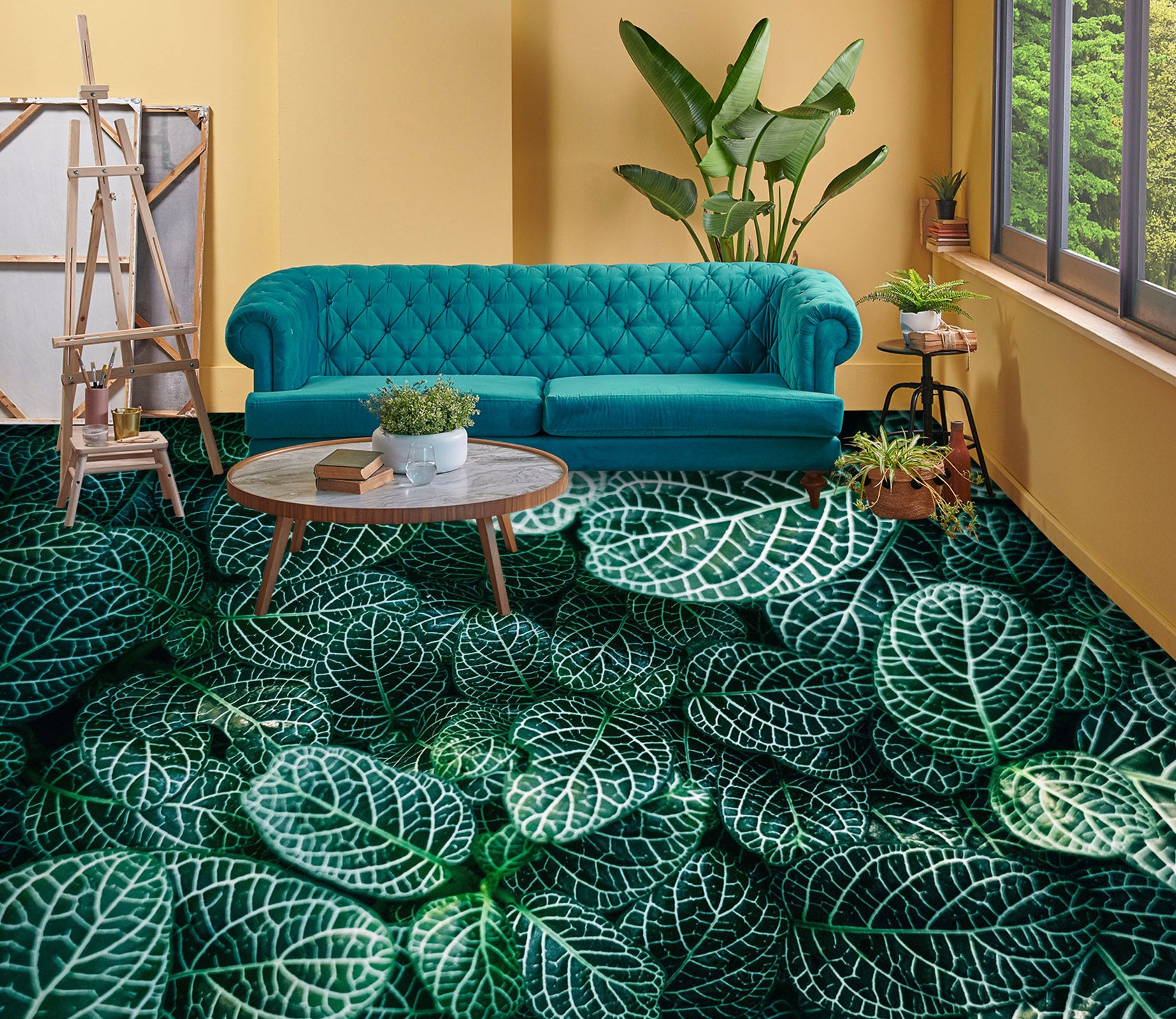 3D White Leaf Veins 1496 Floor Mural  Wallpaper Murals Self-Adhesive Removable Print Epoxy