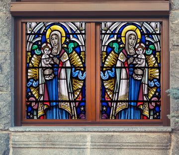 3D Believer Mother 072 Window Film Print Sticker Cling Stained Glass UV Block