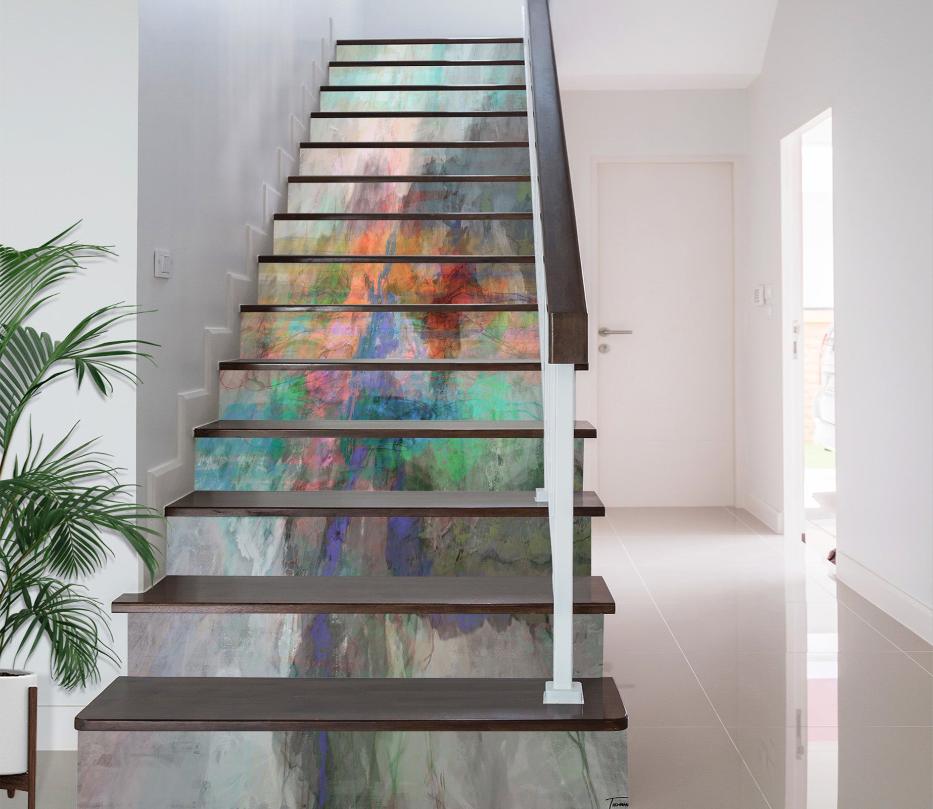 3D Gray Color Block Pattern 104214 Michael Tienhaara Stair Risers