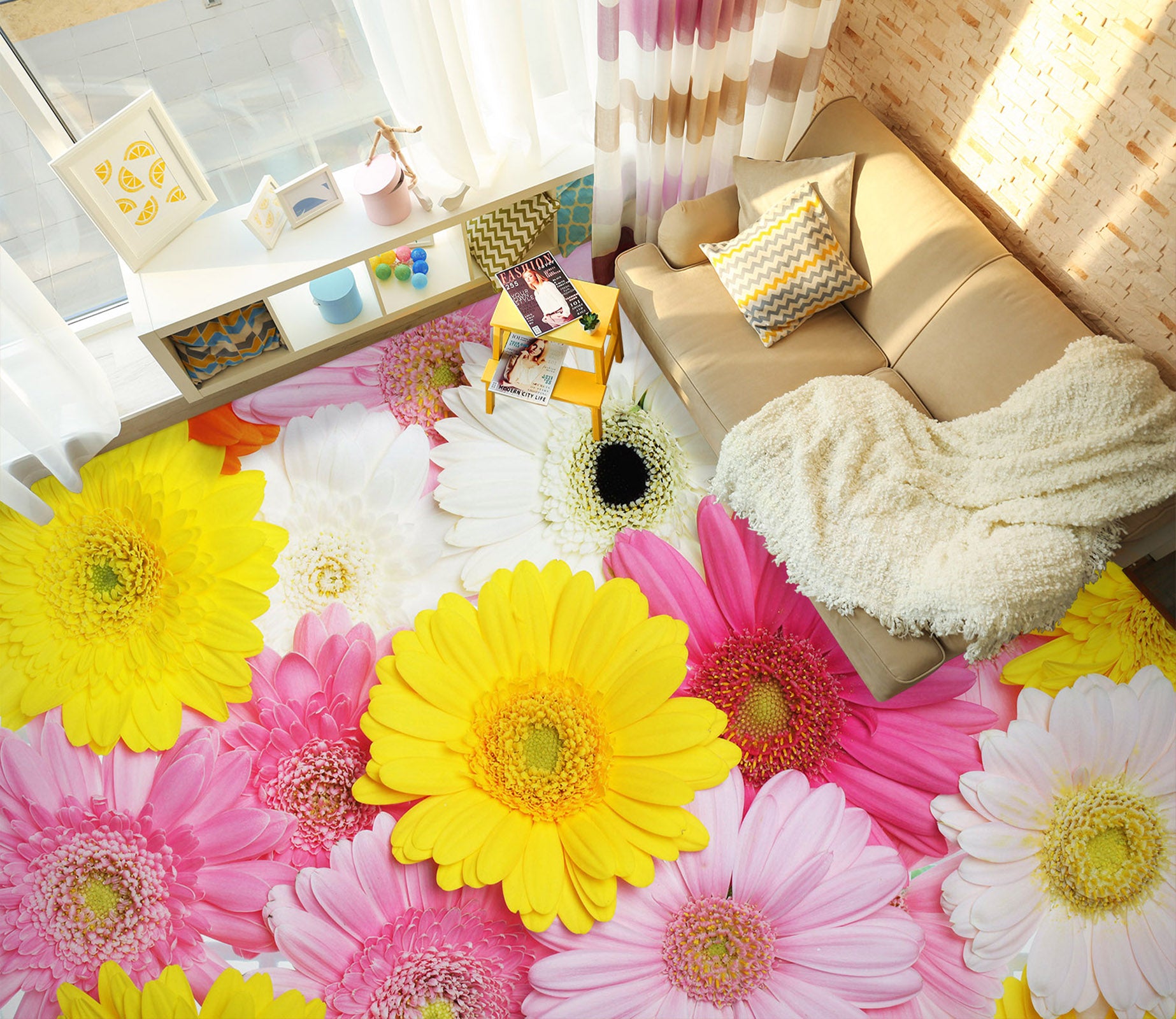 3D Showy Gerbera 306 Floor Mural  Wallpaper Murals Rug & Mat Print Epoxy waterproof bath floor