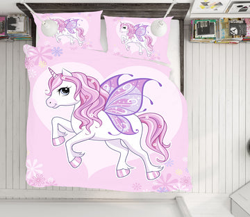 3D Pink Purple Wings Unicorn 63237 Bed Pillowcases Quilt