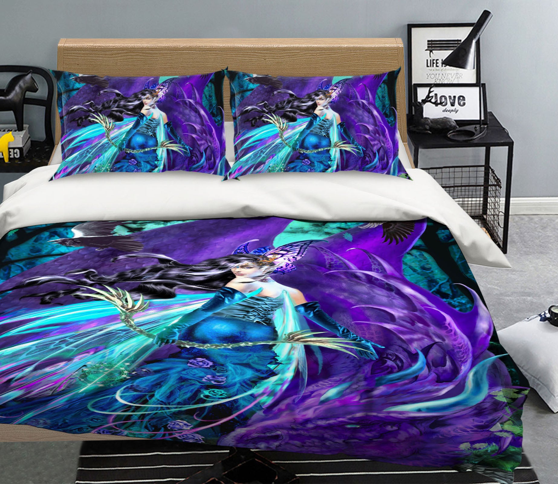 3D Purple Dragon Girl 8337 Ruth Thompson Bedding Bed Pillowcases Quilt Cover Duvet Cover