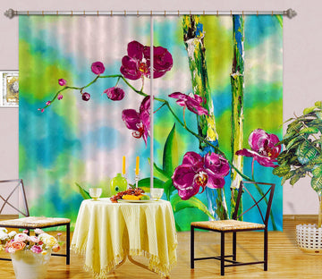 3D Bamboo Flower 2385 Skromova Marina Curtain Curtains Drapes