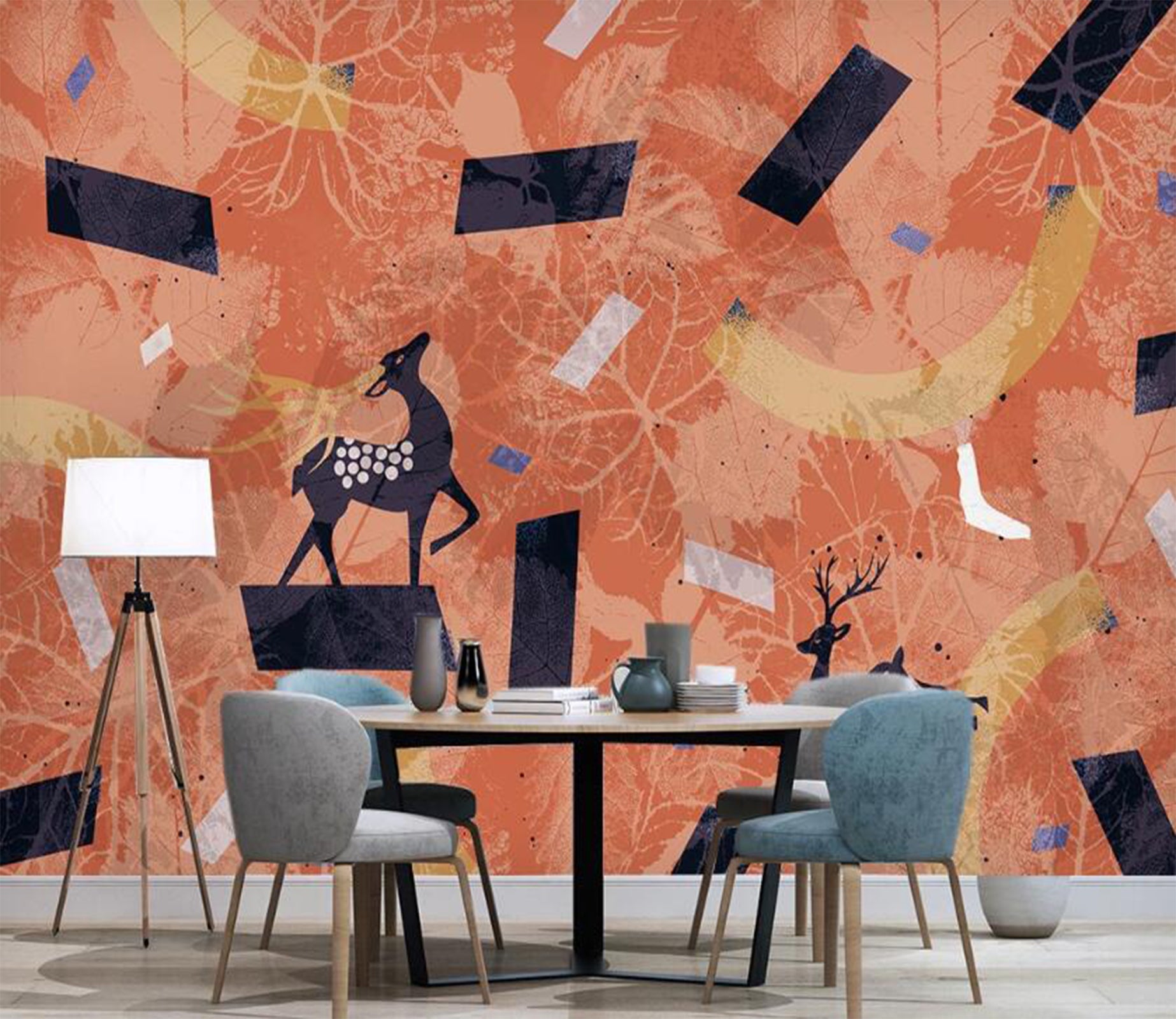 3D Patterns In Orange 2582 Wall Murals