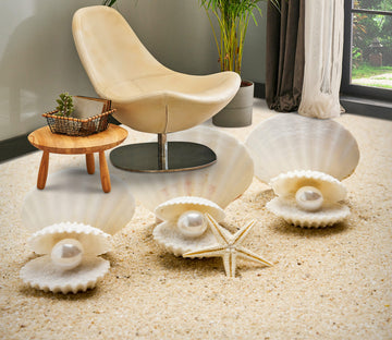 3D Three Pearl Shells 1108 Floor Mural  Wallpaper Murals Self-Adhesive Removable Print Epoxy