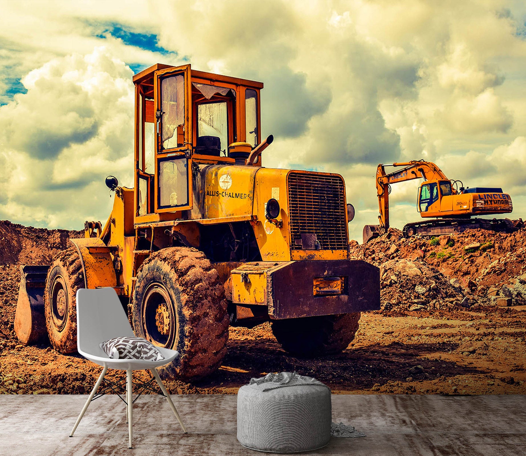 3D Excavator Land 031 Vehicle Wall Murals