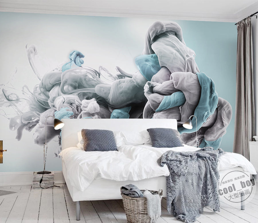 3D Blue Gray Ink WG010 Wall Murals