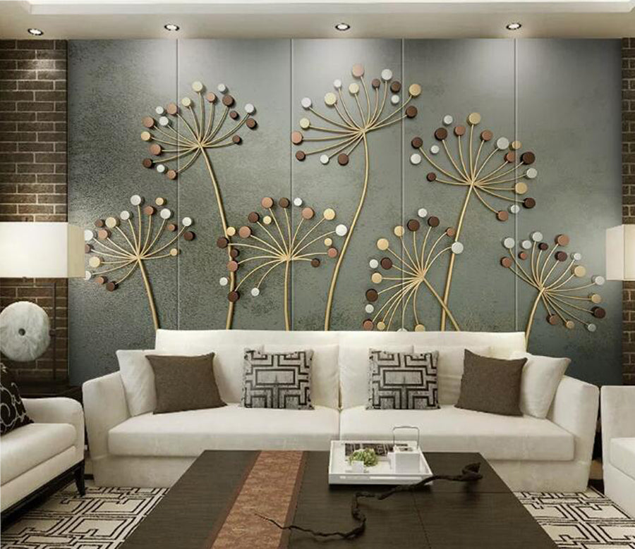 3D Gold Pattern WC181 Wall Murals