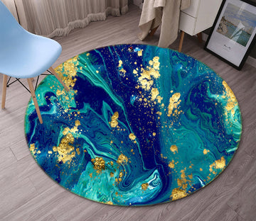 3D Dark Green Flow 107 Round Non Slip Rug Mat Mat AJ Creativity Home 