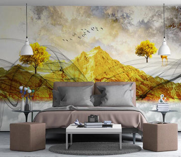 3D Yellow Mountains 152 Wall Murals
