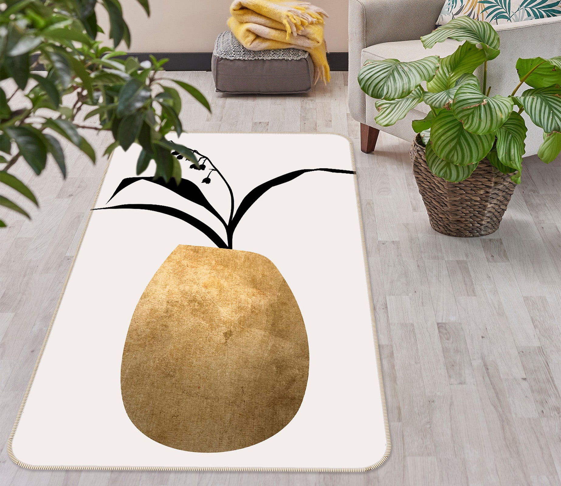 3D Golden Vase 1136 Boris Draschoff Rug Non Slip Rug Mat