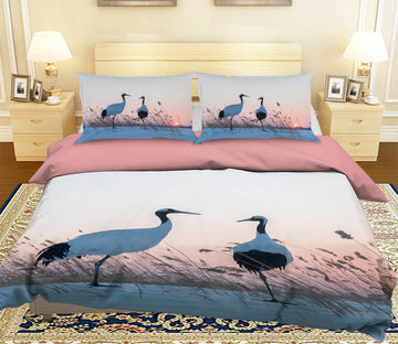 3D Pink Crane 021 Bed Pillowcases Quilt